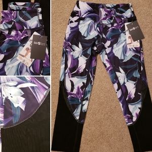 NWT Balini floral bottom mesh capri leggings XS